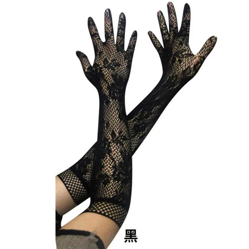 Churchf Sexy Transparent Lace Super Elastic Gloves Bride Nurse Maid Sex Lingerie Tempting Suit