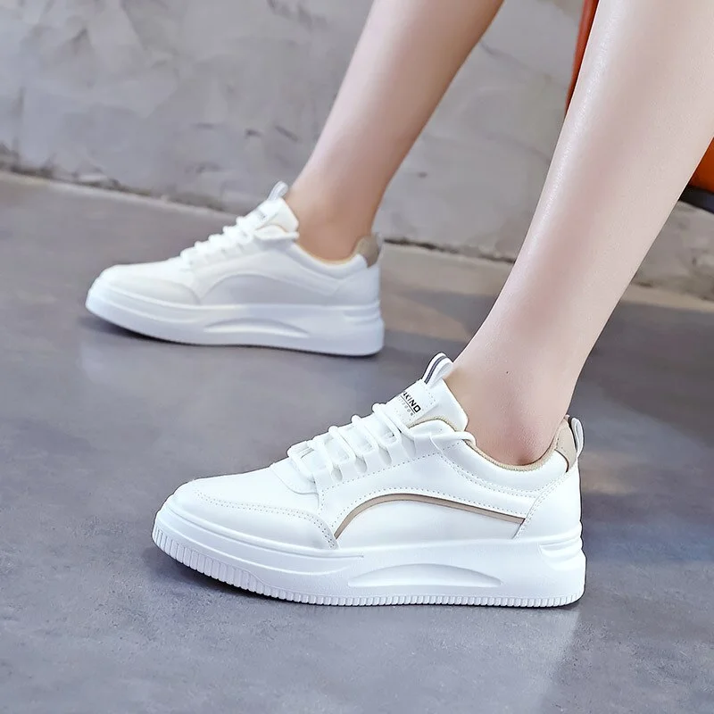 Qengg White Shoes Women 2022 Spring Fashion Non Slip Casual Shoes Flat Running Sheos Women Lace-up Comfort Sneakers Zapatos De Mujer