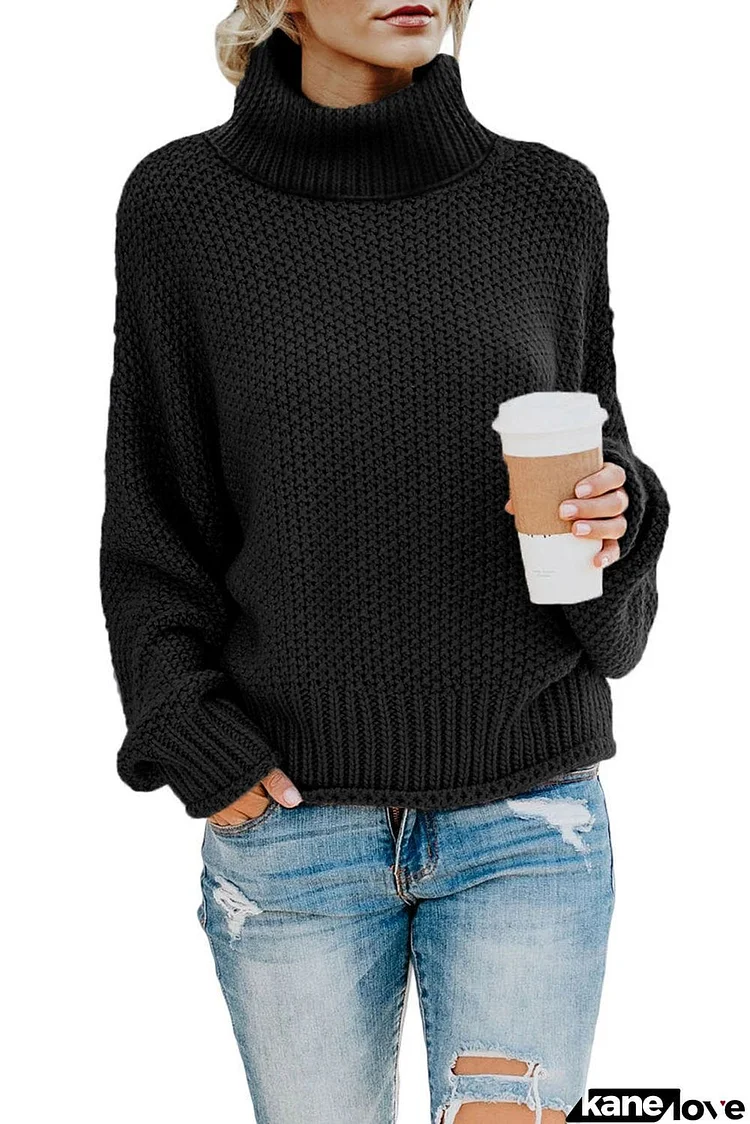 Turtleneck Balloon Long Sleeve Pullover Sweater