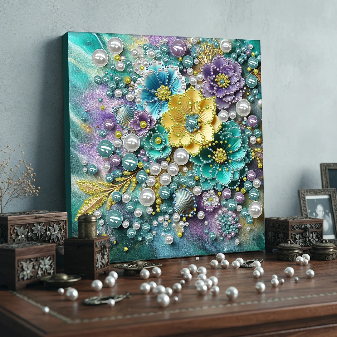 Fresh Flowers - DIY Pearl Diamond Art Kit With Frame 30*30cm