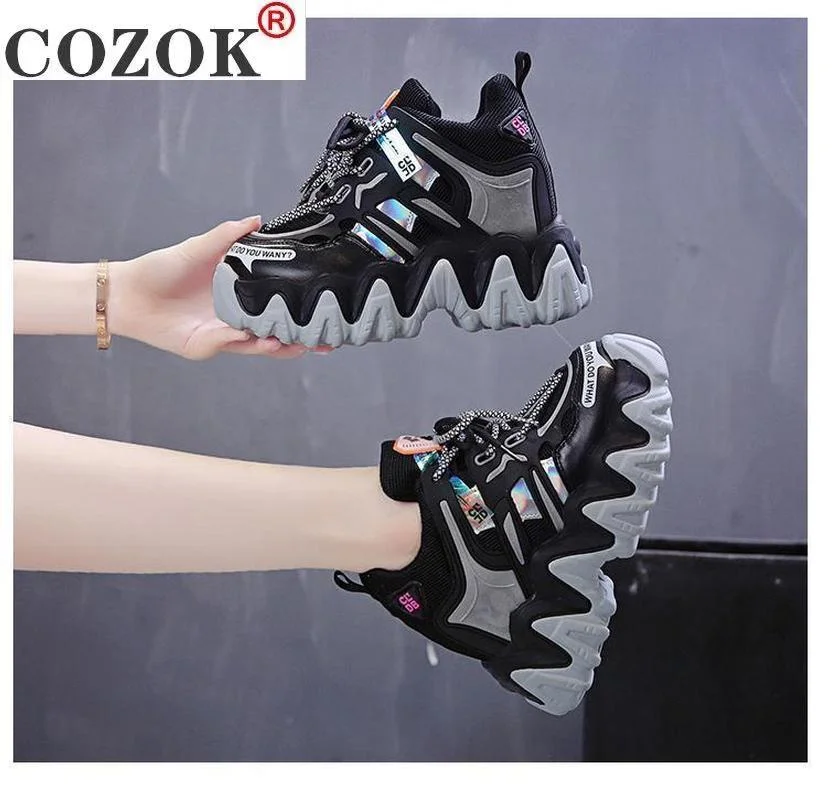 2021 Spring New Breathable Mesh Women Casual Shoes Fashion Comfortable Lace Platform Sneakers Women Vulcanized  Shoes Woman