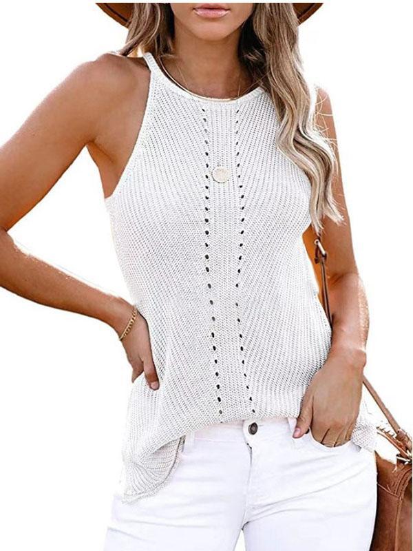 Women's sleeveless knitted neck hanging vest