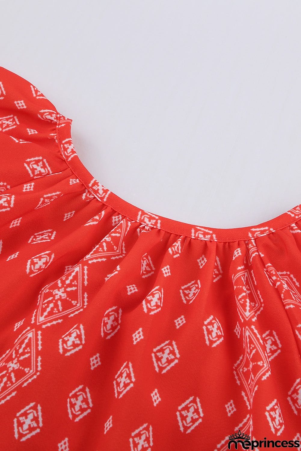 V-neck Short Sleeve Fashion Print Fantasy Fluttering Blouse