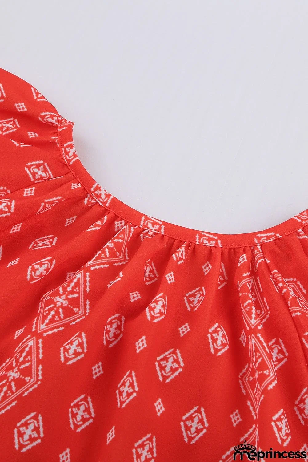 V-neck Short Sleeve Fashion Print Fantasy Fluttering Blouse