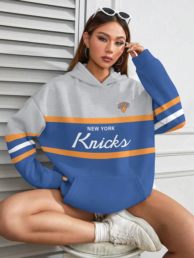 New York Knicks Printed Hooded Pocket Pullover Hoodie