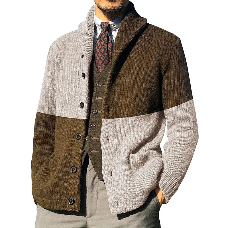 Colorblock Long Sleeve Knit Jacket Sweater
