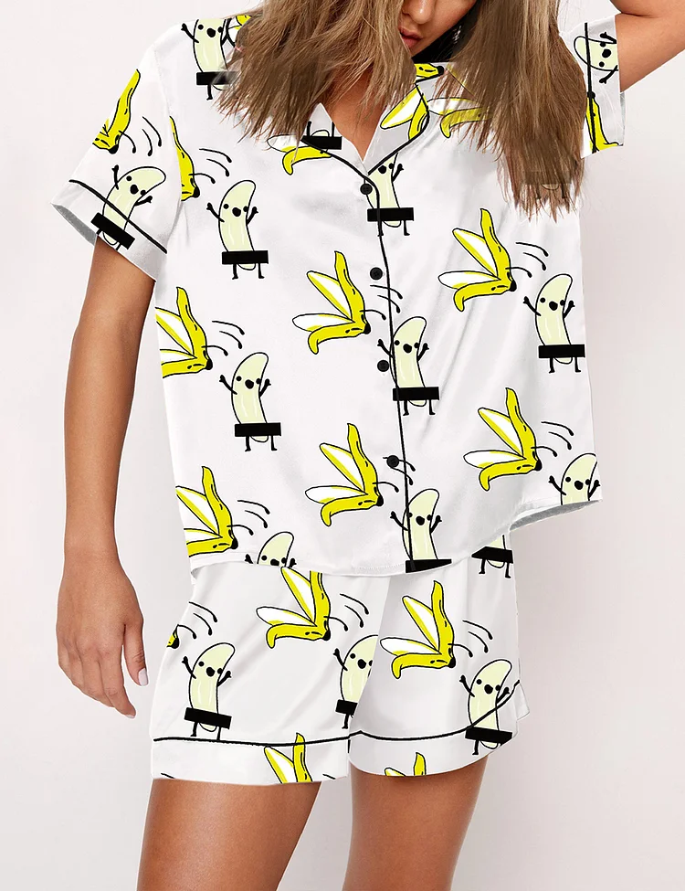 Women's Banana Takes Off Clothes Print Pajama Set