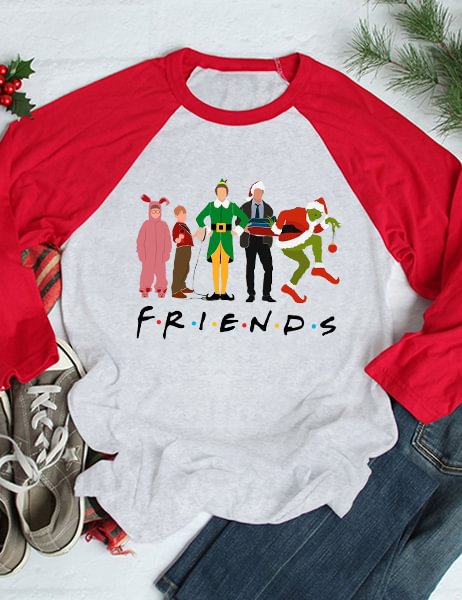 Christmas Movie Friends Raglan 3/4 Sleeve T-Shirt