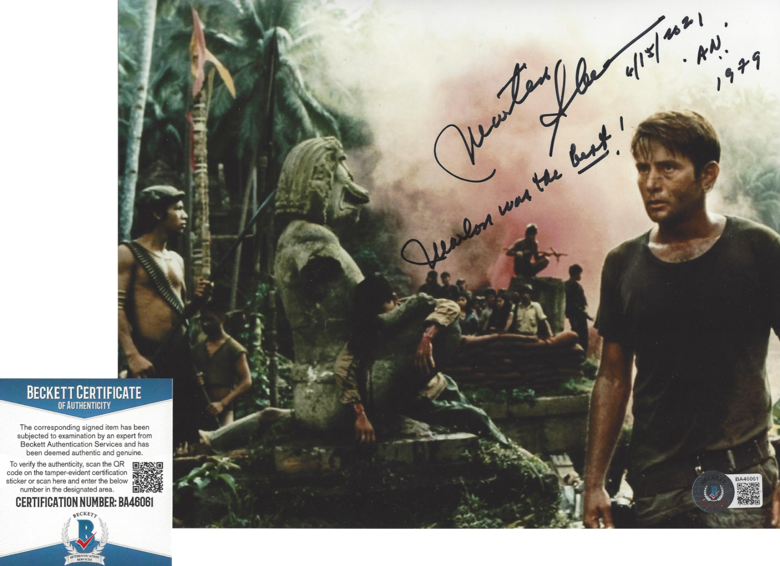 MARTIN SHEEN AUTOGRAPHED 'APOCALYPSE NOW' 8x10 MOVIE Photo Poster painting ACTOR BECKETT COA BAS