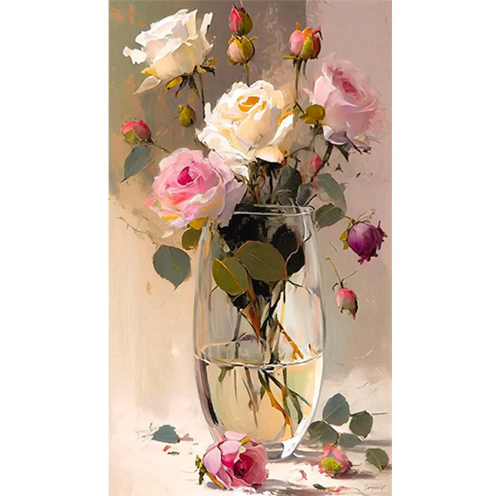 Flowers in Glass Vase - Paint By Numbers(40*70cm)