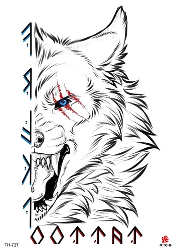 Waterproof Temporary Tattoo Sticker Wolf Crow Bird Forest Tree Black Fake Tatto Flash Tatoo Arm Leg Big Art for Women Men