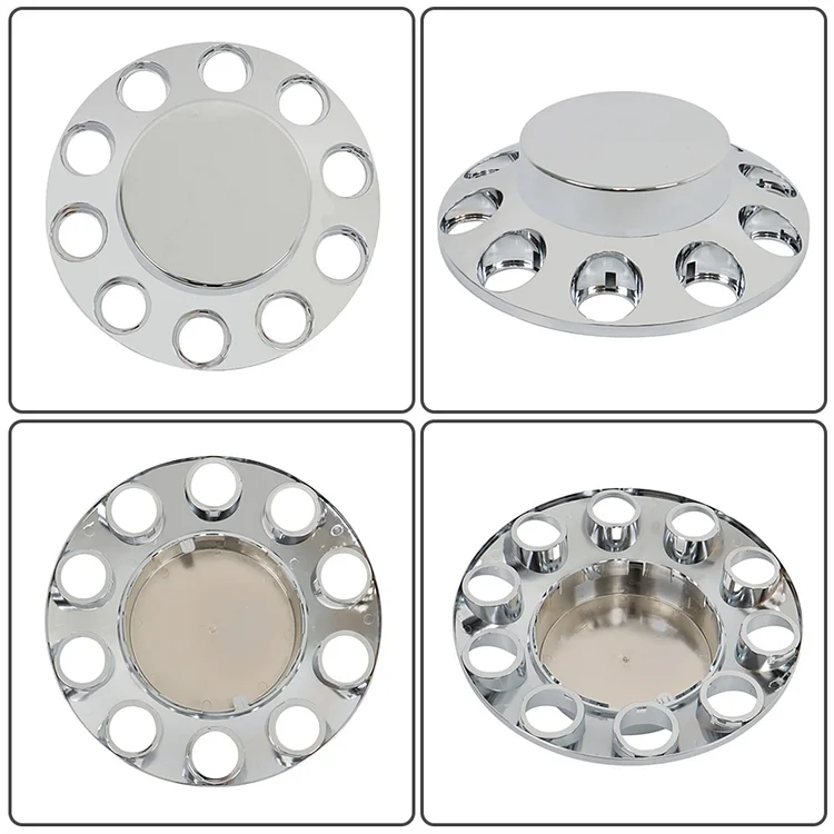 SEBLAFF Axle Cover Chrome 33mm Dome Combo Kit 2 Front and 4 Rear Replacement for 10-Lug 20 22.5 24.5 Semi Truck Wheels