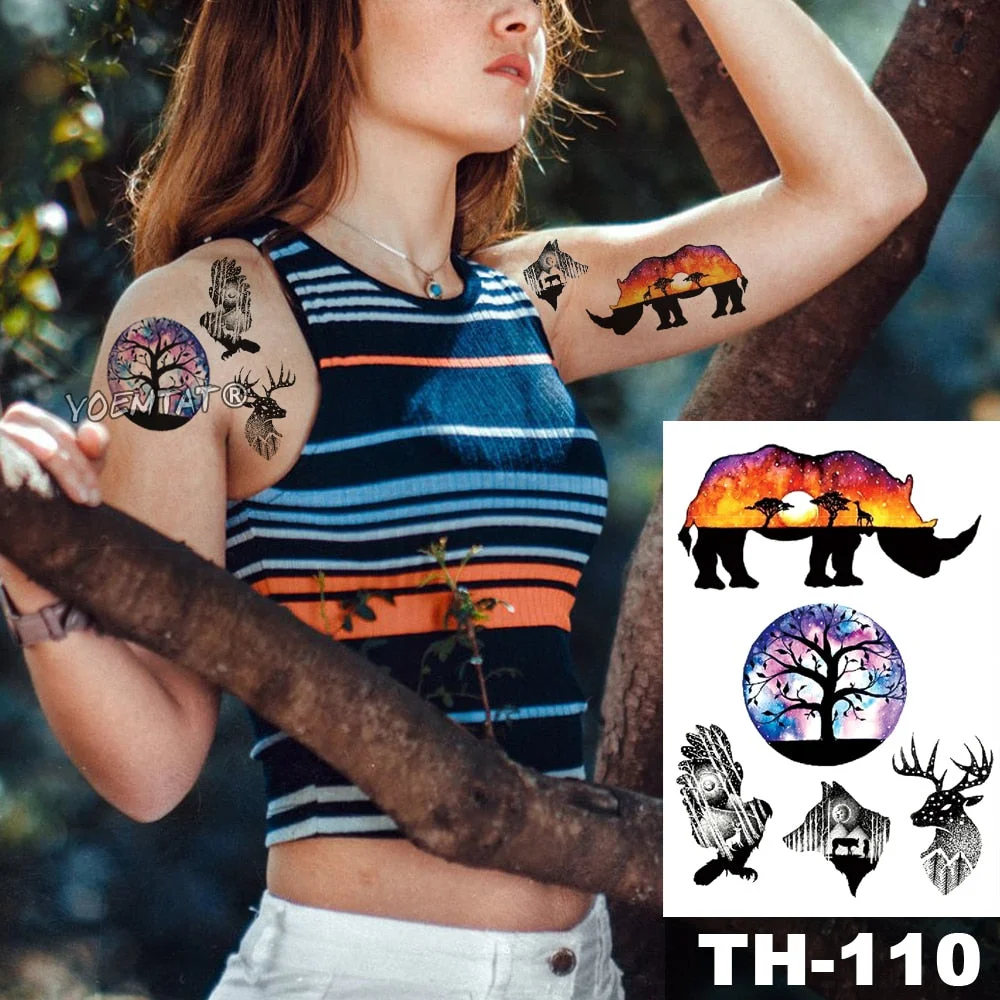 Waterproof Temporary Tattoo Stickers Rose Flowers Leaves Colorful Flash Tatto Sexy Arm Neck Body Art Fake Tattoos For Women Men