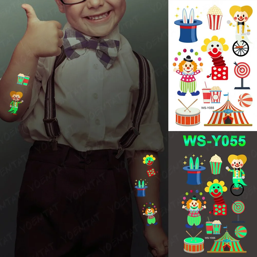 Luminous Glitter Tattoo Stickers Space Universe Children Temporary Waterproof Alien Tatto Body Art Cute Kid Cartoon Fake Tatoo