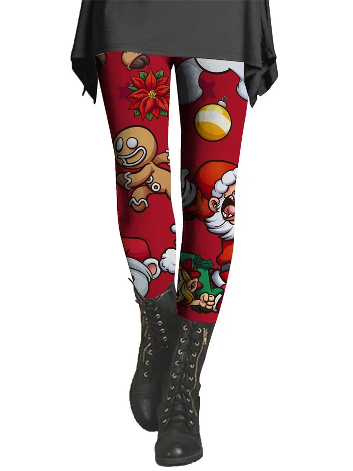 Christmas Printing Bottoms Women's New Skinny Bottoms