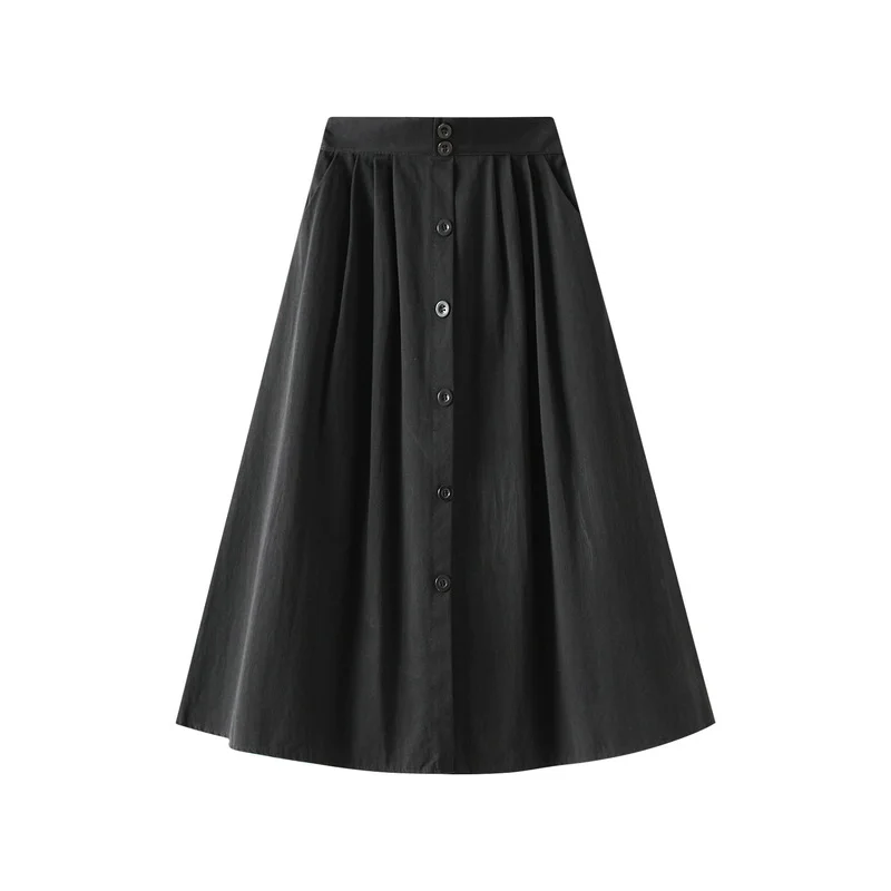 S-Xl Ladies Denim Button Ruffle High Waist Long Skirt Dress Casual Elegant Loose Outwear A Line Dress Kleid