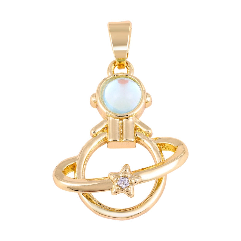 1 Piece Copper Zircon Four Leaf Clover Round Heart Shape Pendant Jewelry Accessories