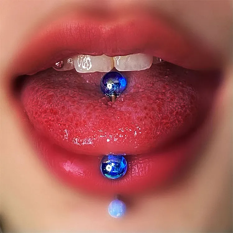 16mm Titanium Steel Colorful Ball Tongue Ring