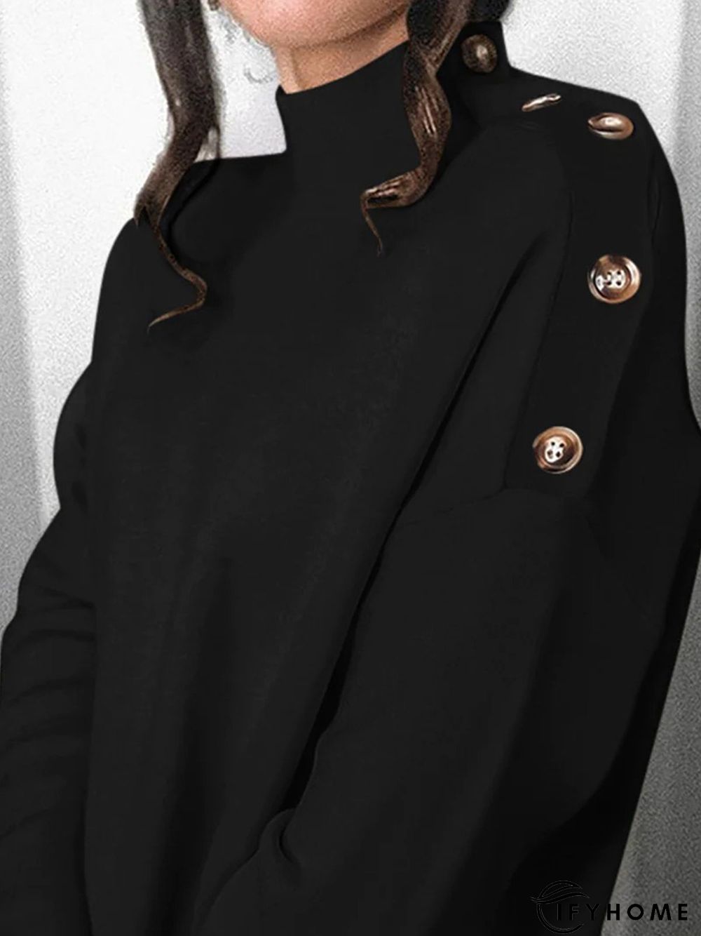 Casual Buttoned Half Turtleneck Loose T-Shirt | IFYHOME