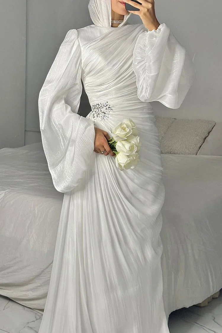 chinese dress ladies Lavender Tulle Long Dresses Wedding Party Ruffles Strapless Prom Dress –  formalgowns main image 1