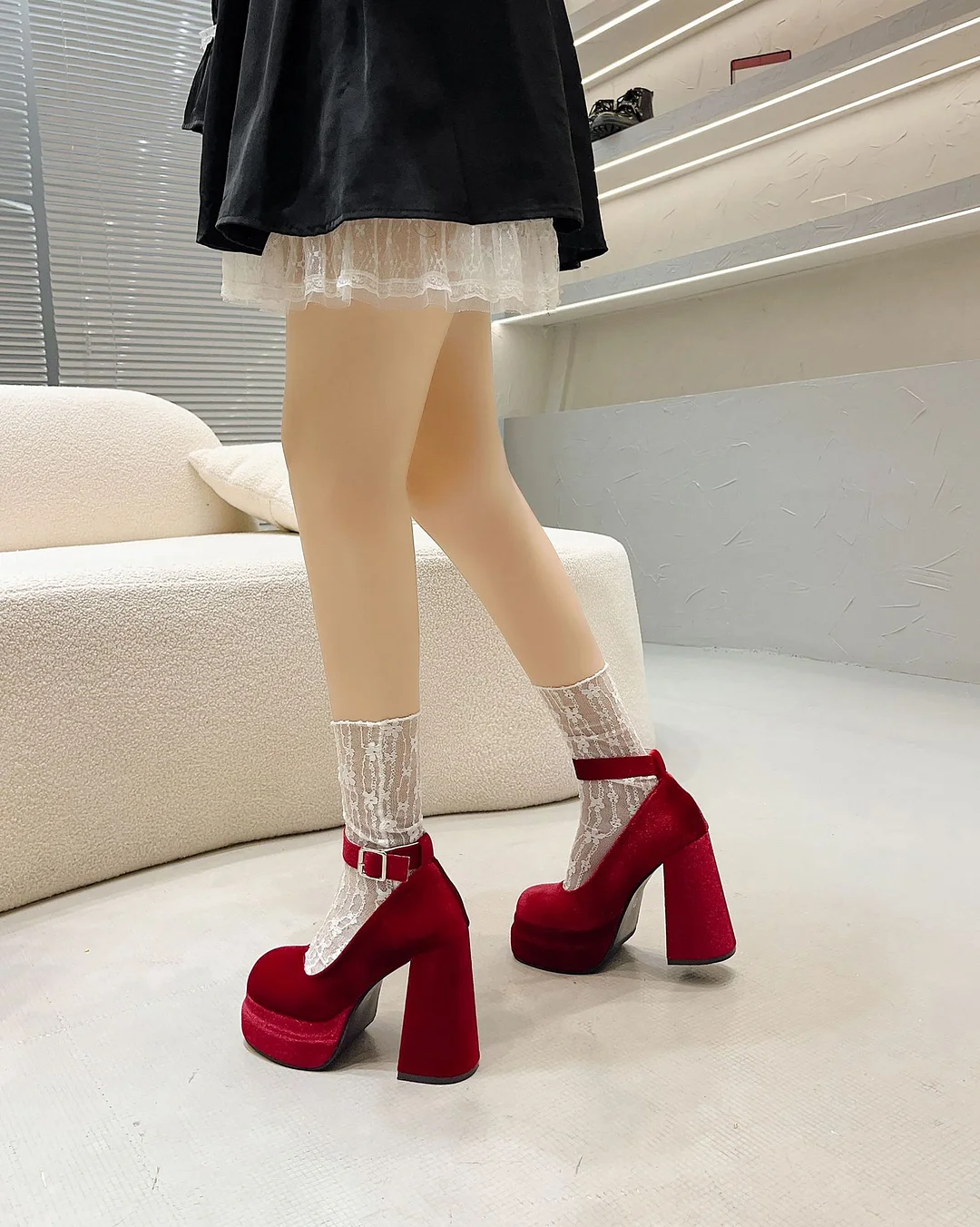 Breakj Breakj High-Heeled Autumn Winter New Waterproof Table Thick-Heeled Barbie Single Shoes Lolita Mary Cherish Shoes Children