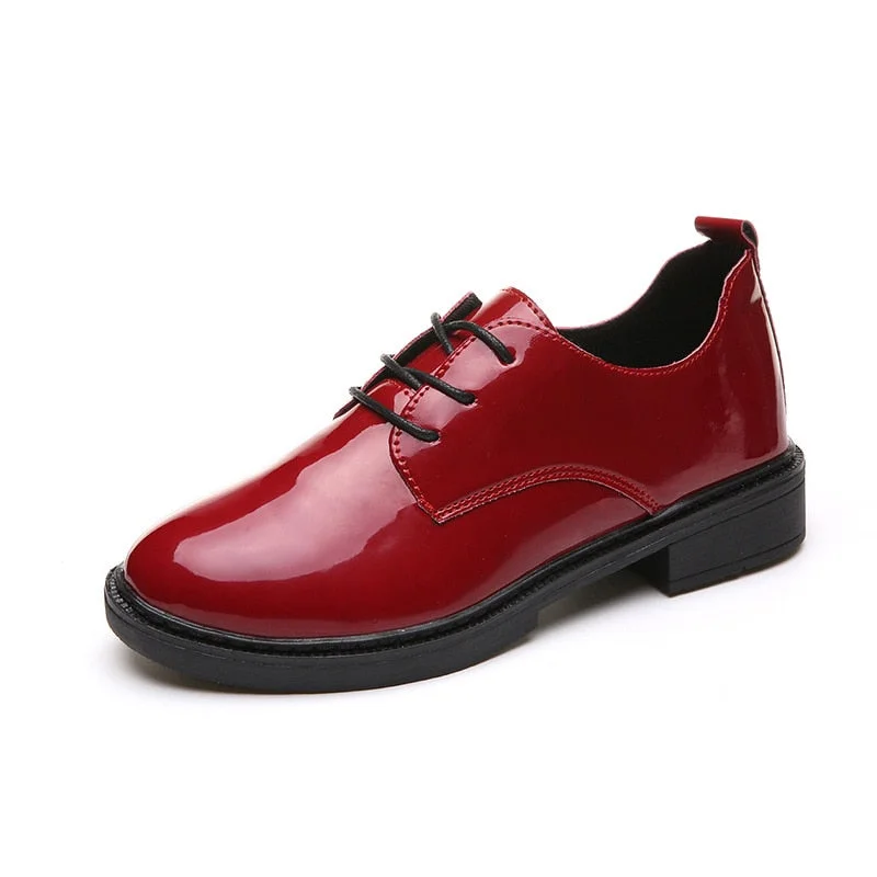 2019 Fashion Spring & Autumn Oxford Flats Woman Loafers Shoes Femme New Patent Leather Shoes Woman Casual Riband Women's Flats