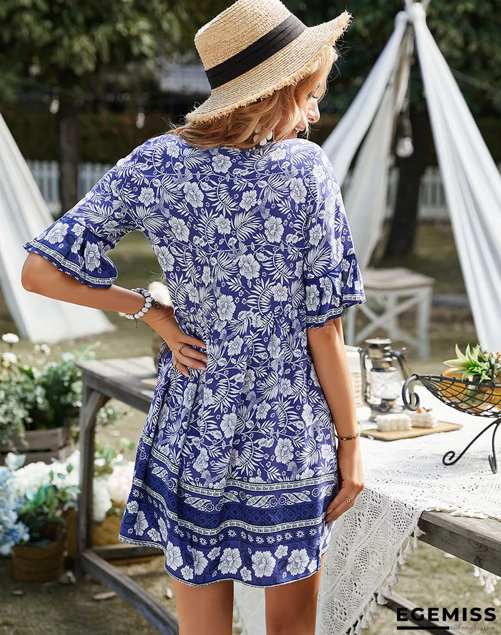Holiday Cotton V Neck Dresses | EGEMISS