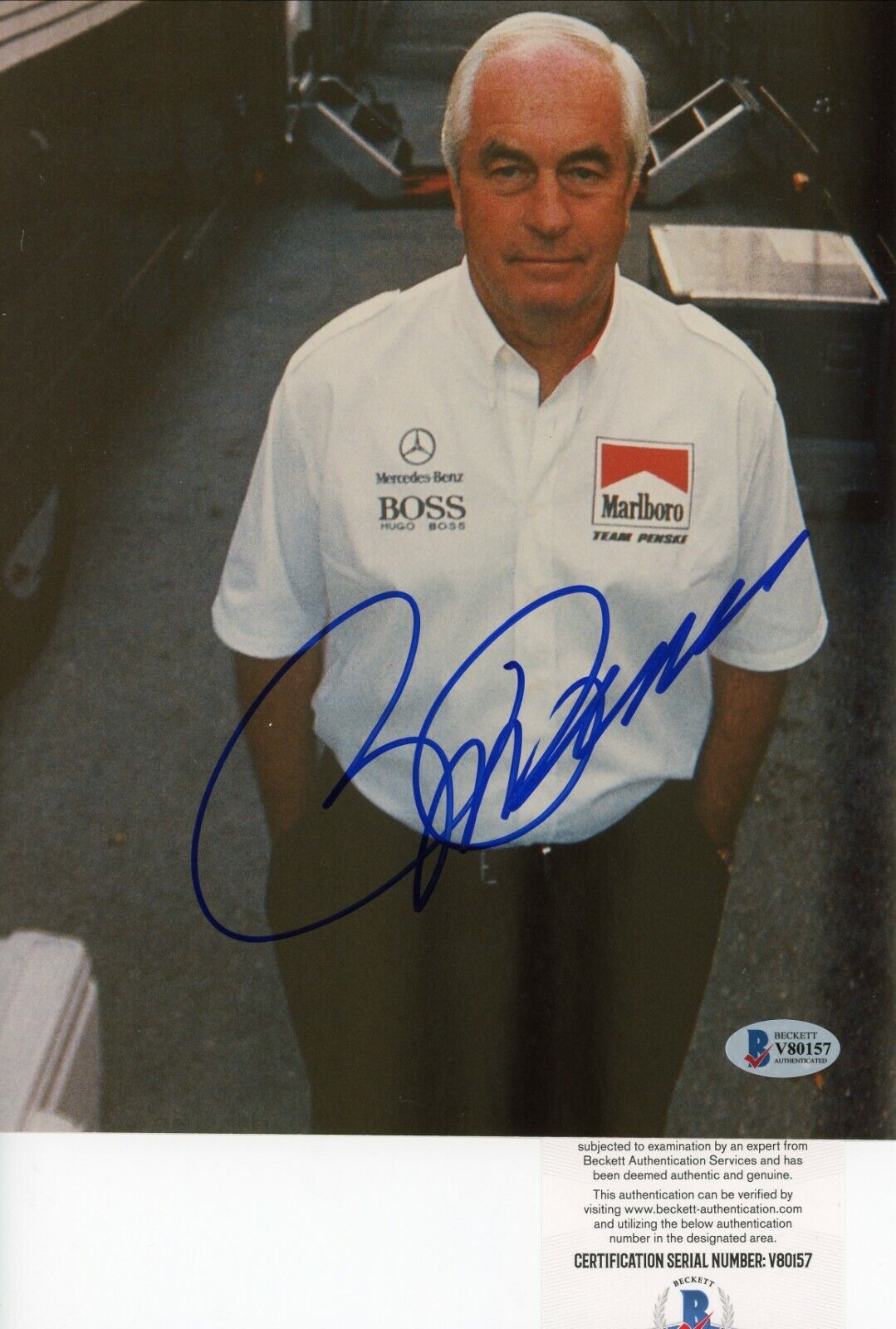 Roger Penske HOF Indy 500 Signed Autographed 8x10 Glossy Photo Poster painting Beckett BAS