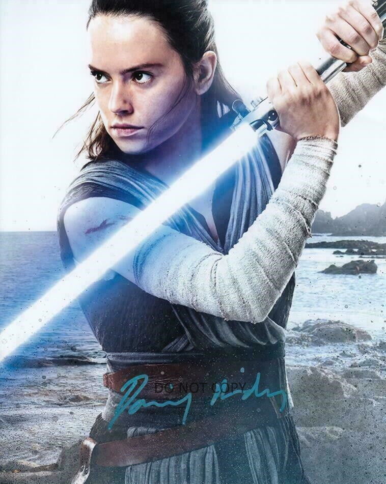 Star Wars Daisy Ridley Rey Jedi Lightsaber Autographed Signed 8x10 Photo Poster painting REPRINT