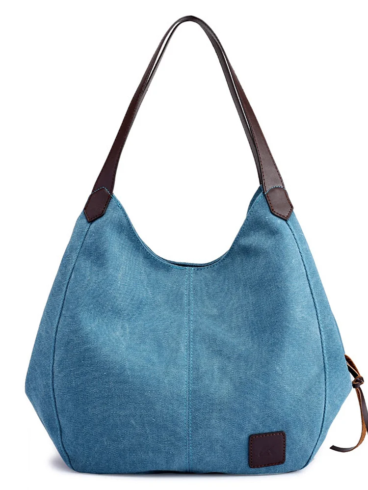 Casual Colorblock Stitch Detail Zipper Double Handle Shoulder Bag