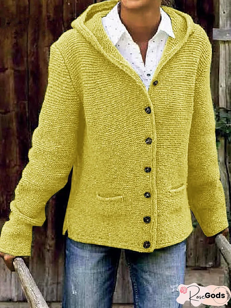 Hooded Knitted Cardigan Sweater Coat For Women