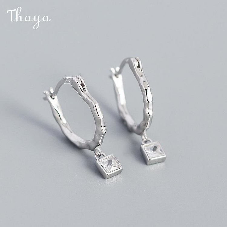 Thaya 925 Silver Irregular Diamond Earrings