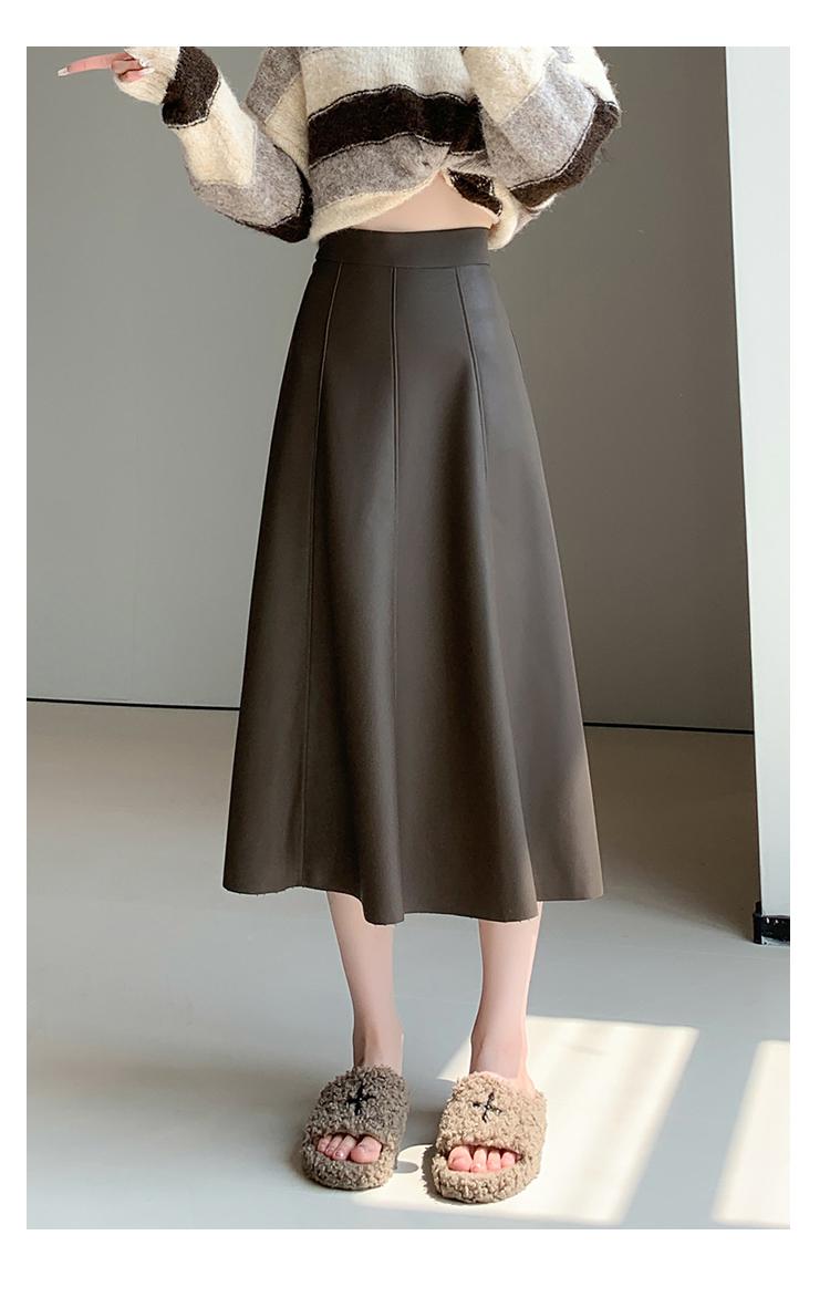 Googlygenius Vintage Fashion 2024 Ladies Pu Leather High Waist Skirt Black Coffee Elegant A-line Long Skirts Women Autumn Winter Loose Skirt