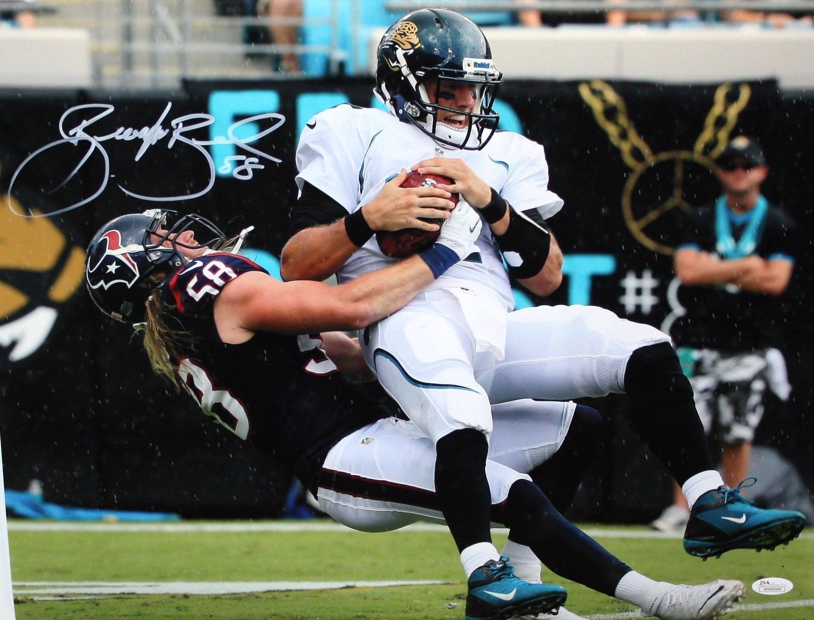 Brooks Reed Autographed 16x20 Jaguars QB Sack Photo Poster painting- JSA W Authenticated