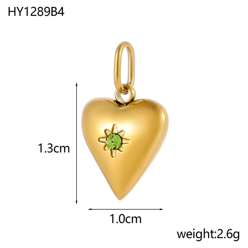 1 Piece 13*10mm 304 Stainless Steel Zircon Heart Shape Skull Polished Pendant Jewelry Accessories