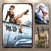 [Grande Taille]3PCS SWoman Soldier Colorful Military - Ensemble de panneaux en m&eacute;tal(30*40cm)