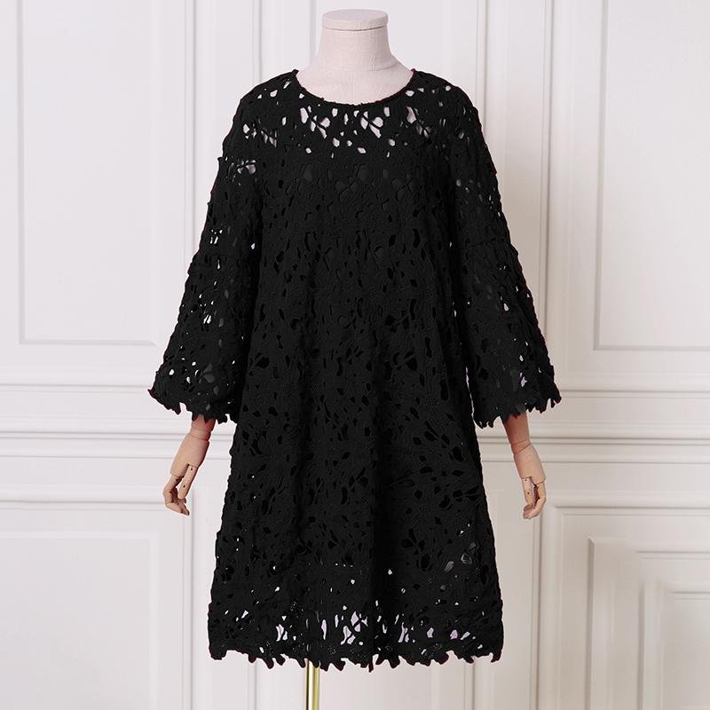 ZANZEA Fashion Women Lace Crochet Work Sundress 2PCS Spring Elegant Long Flare Sleeve Sundress Robe Femme Hollow Out Midi Dress
