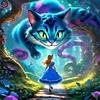 Alice And The Cheshire Cat-11CT Stamped Cross Stitch 40*40cm tapestrymarket