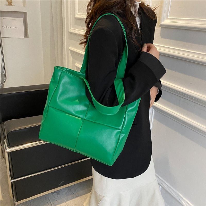 Portable Women Cotton Padded Nylon Large Capacity Travel Handbag Fashion Autumn Winter Solid Color Lattice Top-handle Bags US Mall Lifes