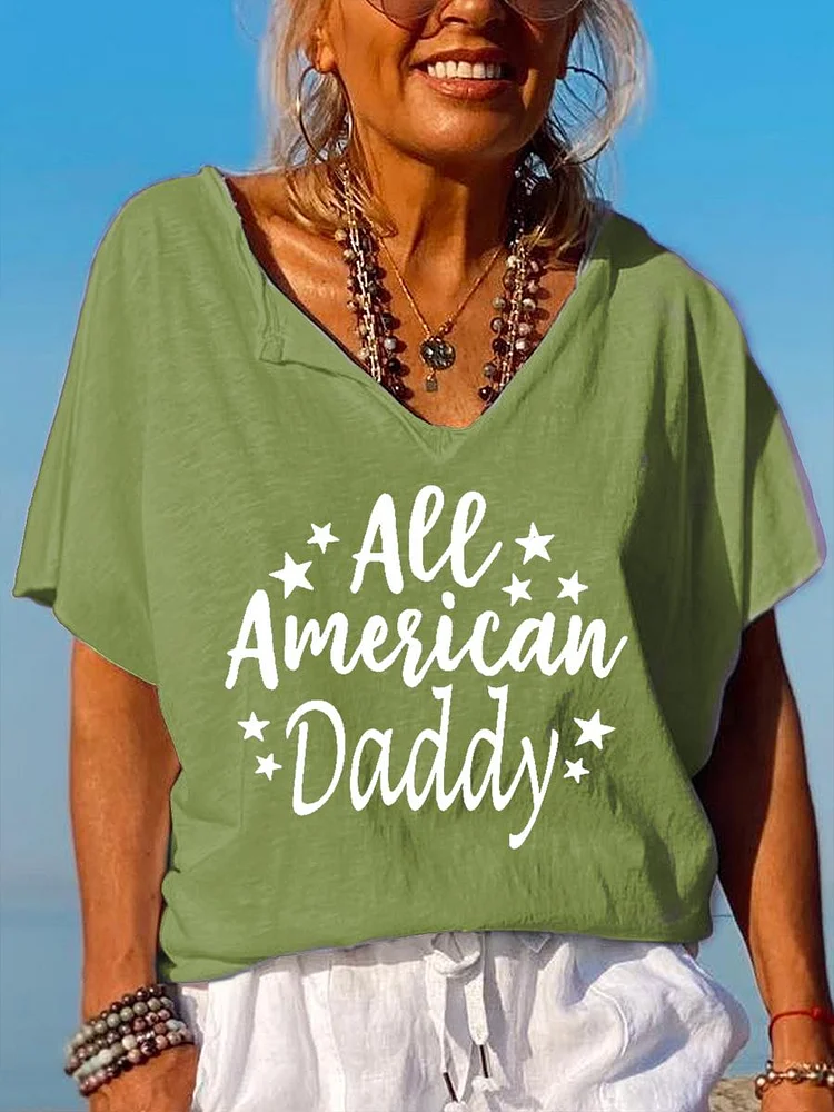 American Independence Day V Neck T-shirt-01905-Annaletters