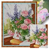[Limited stock-Cross Stitch]Flowers On Windowsill-Full Embroidery 2 Strands 14CT Stamped Cross Stitch-35*47CM