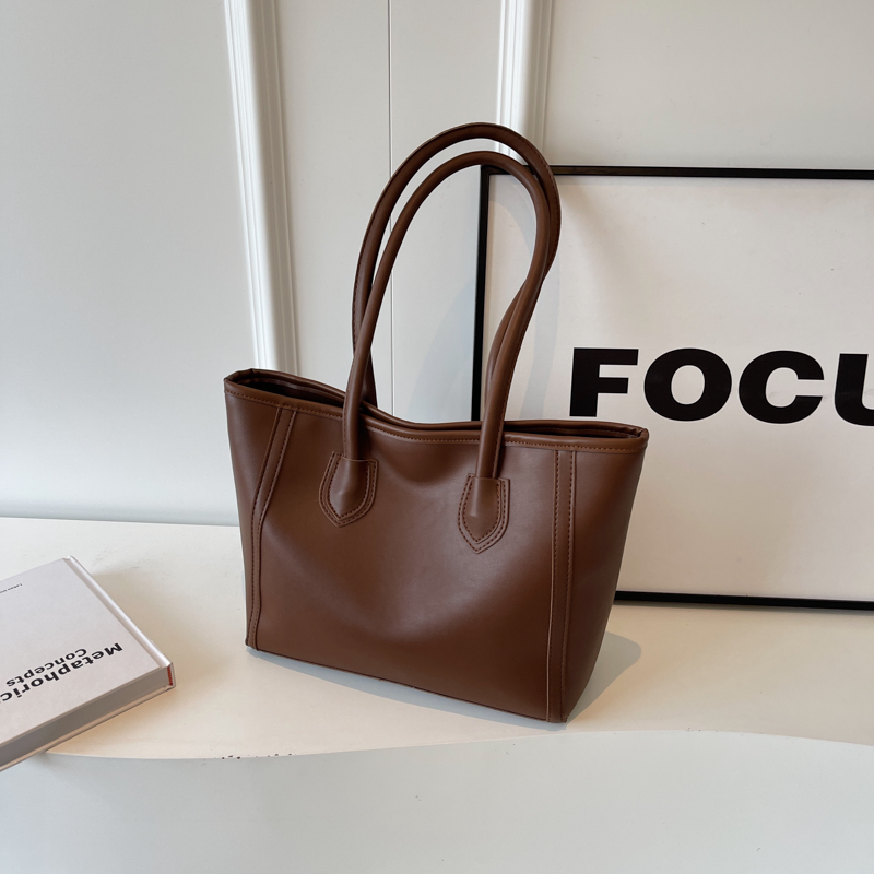 Nulclover shoulder bag Casual Women's Large Capacity Tote Bag 2025 Autumn New PU Leather Contrast Shoulder Bags Chic Lady Versatile Commuter Handbag back to school