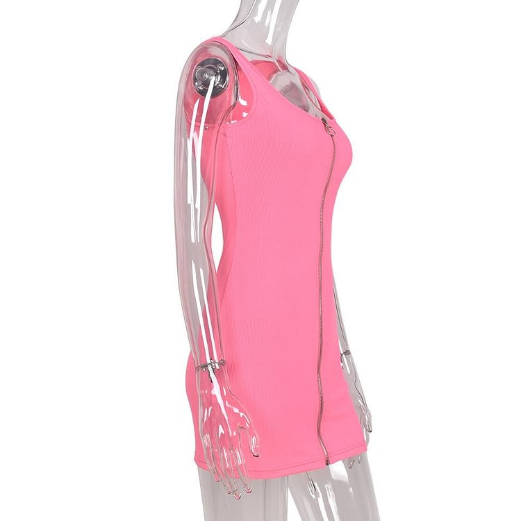 Promsstyle Pink front zipper mini dress Prom Dress 2023