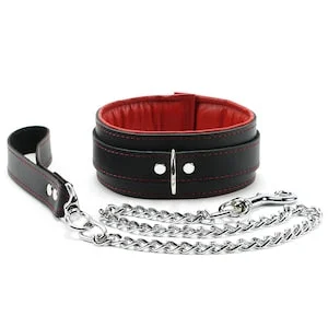 pornhint Pornhint Bdsm Collar and Leash Leather BDSM 2'' Padded Bondage Gear Collar Red Lambskin Lined Fetish Collar Submissive Collar oddo leather Mandrake