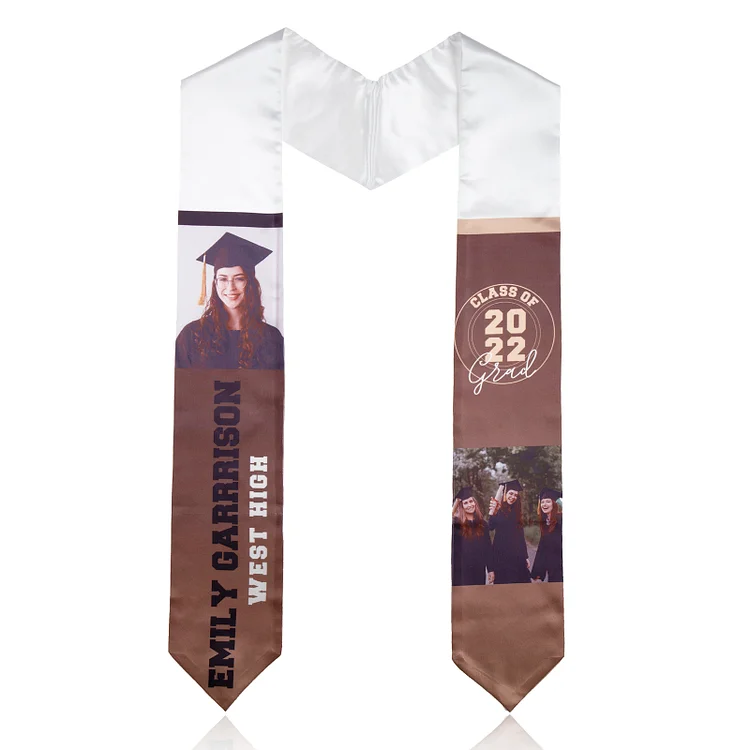 Personalized Graduation Stole with 2 Photos and Text Gift for Class of 2022