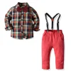 Kid Baby Boy Sets Infant Bowtie Plaid 2 Pcs Outfits