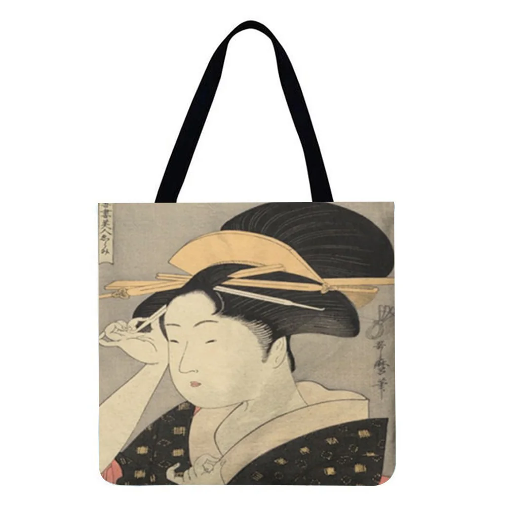 Linen Tote Bag-Japanese Kabuki