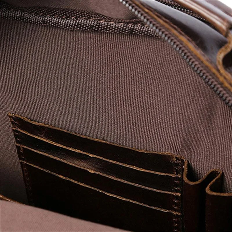 Vintage Men's Leather Crocodile Pattern Design Crossbody Bag Handbag