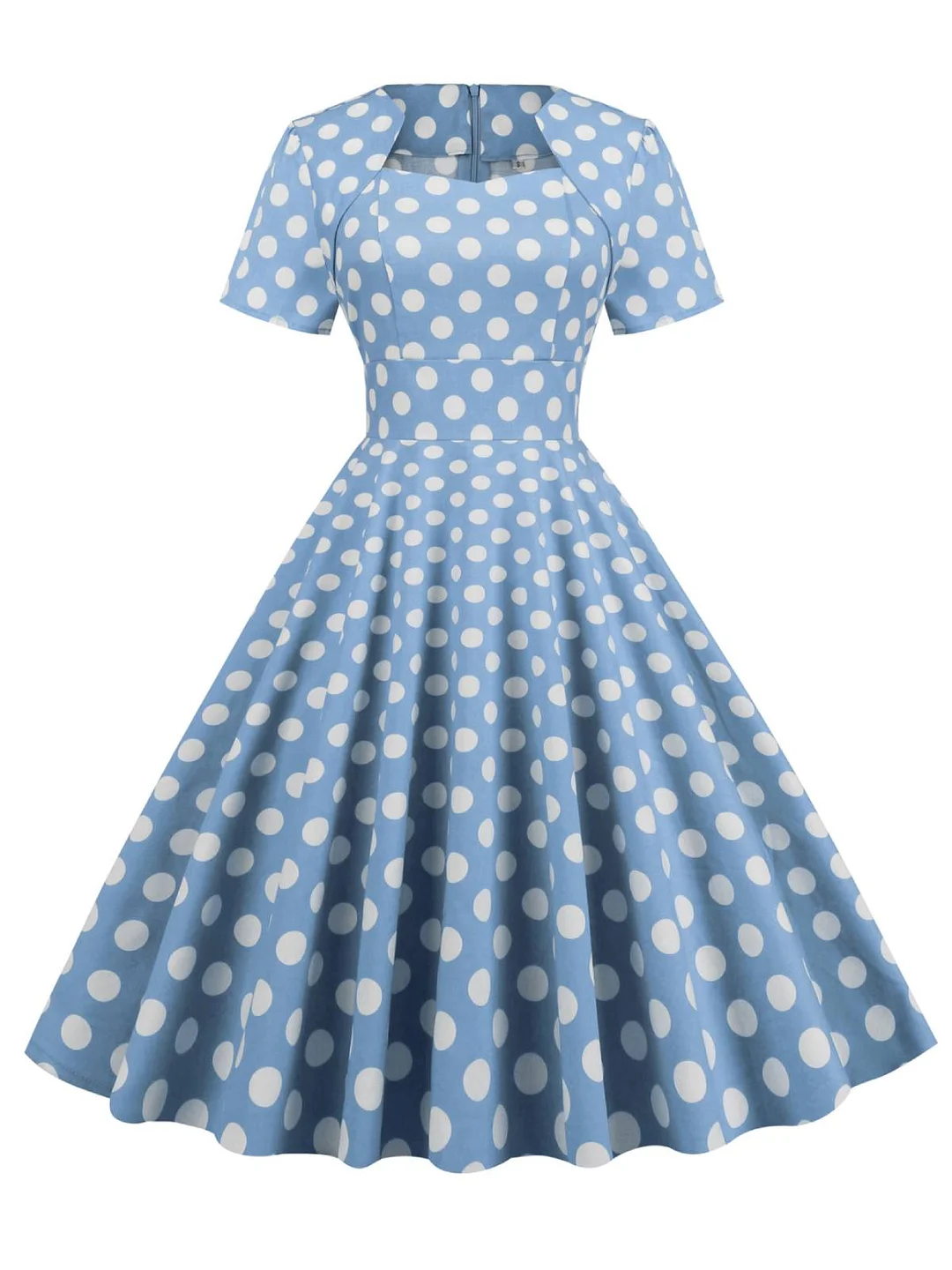 Blue 1950s Polka Dot Swing Vintage Dress