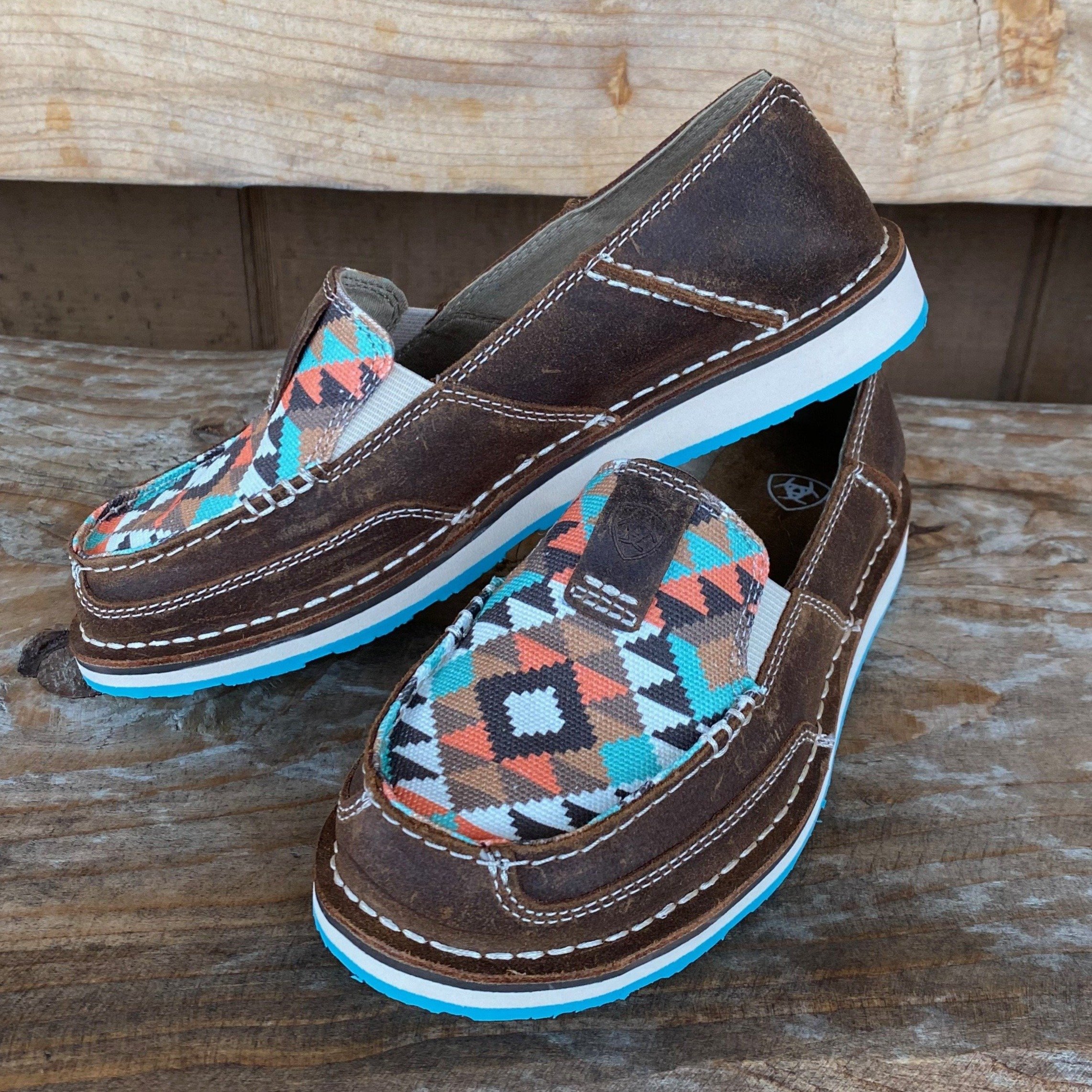 Ariat Women�s Turquoise &amp; Peach Aztec Print Cruiser Shoes